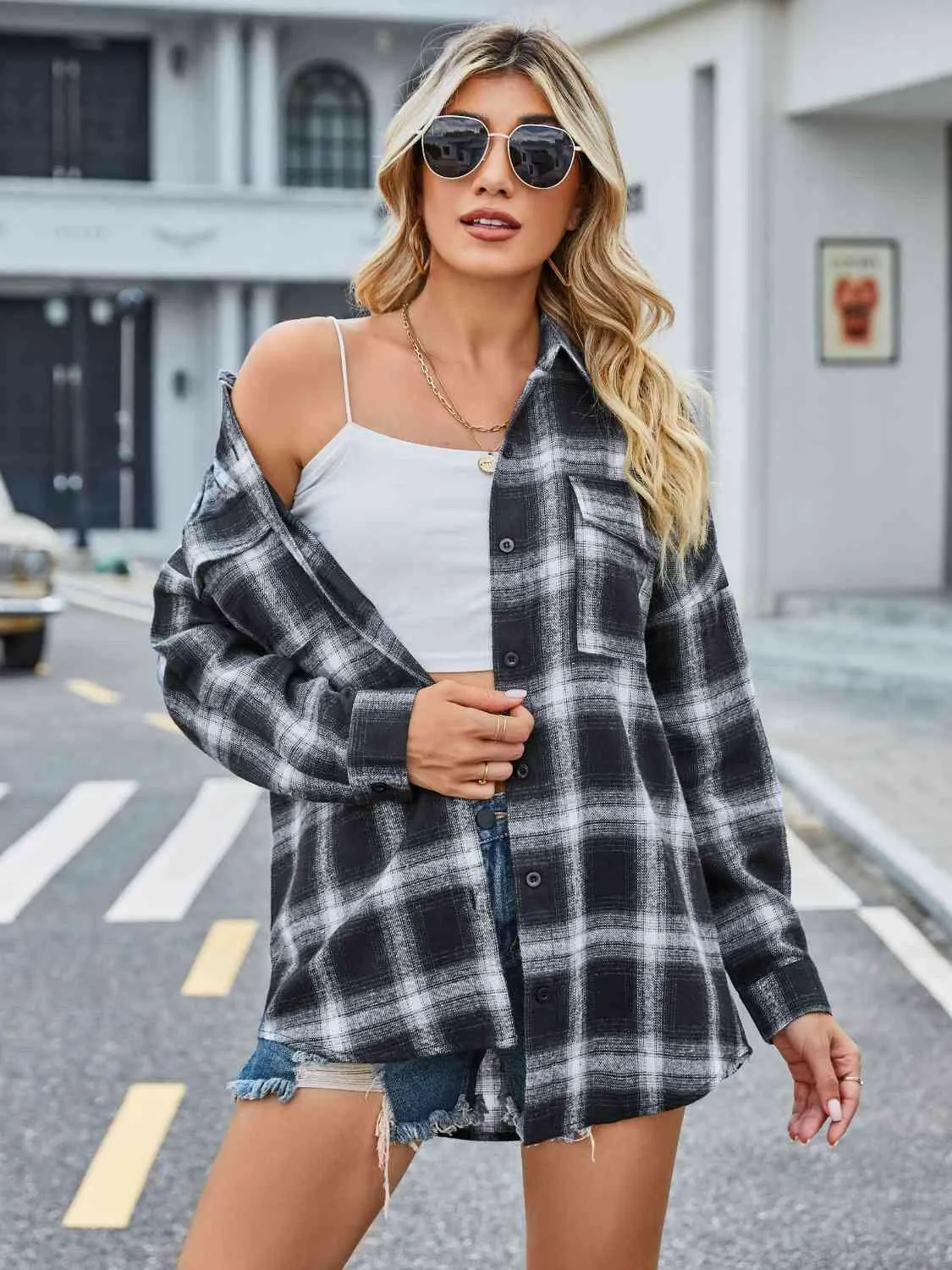 Plaid Collared Neck Button Down Shirt