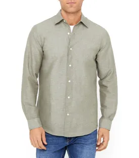 Plain Linen Cotton Shirt Dark Khaki