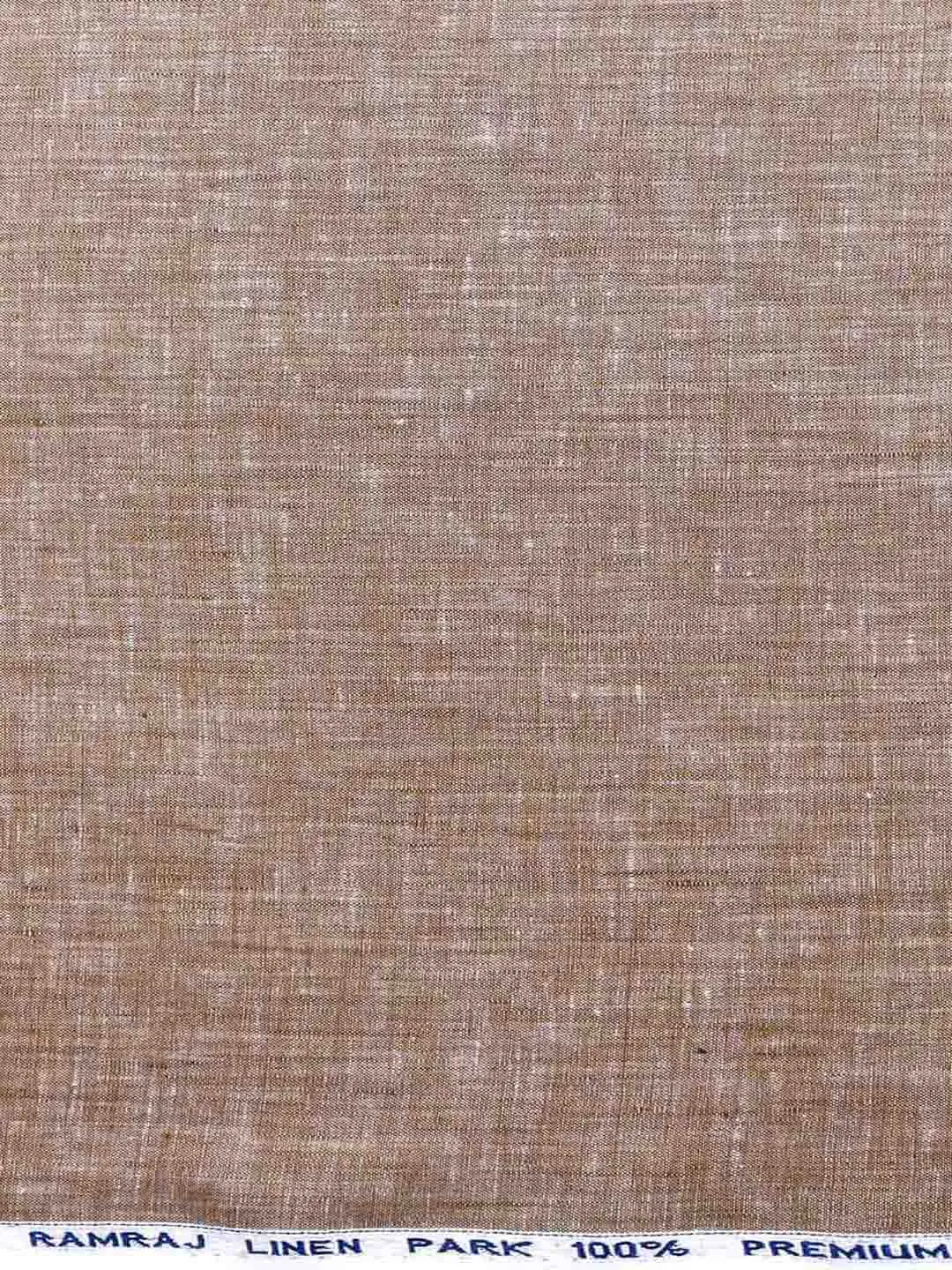 Pure Linen Plain Shirt Fabric Brown Colour Irish 8080