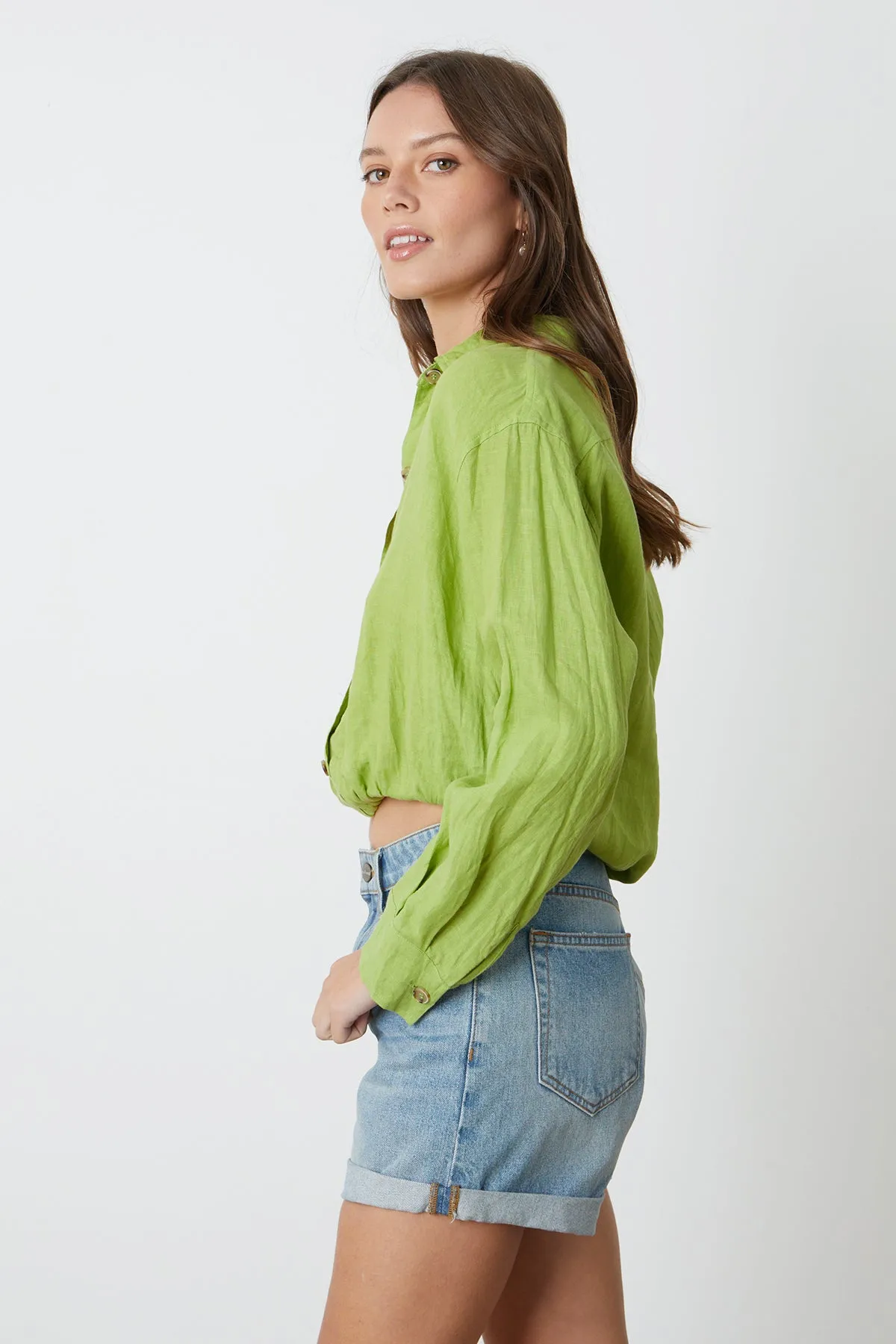 RAVEN LINEN CROPPED SHIRT