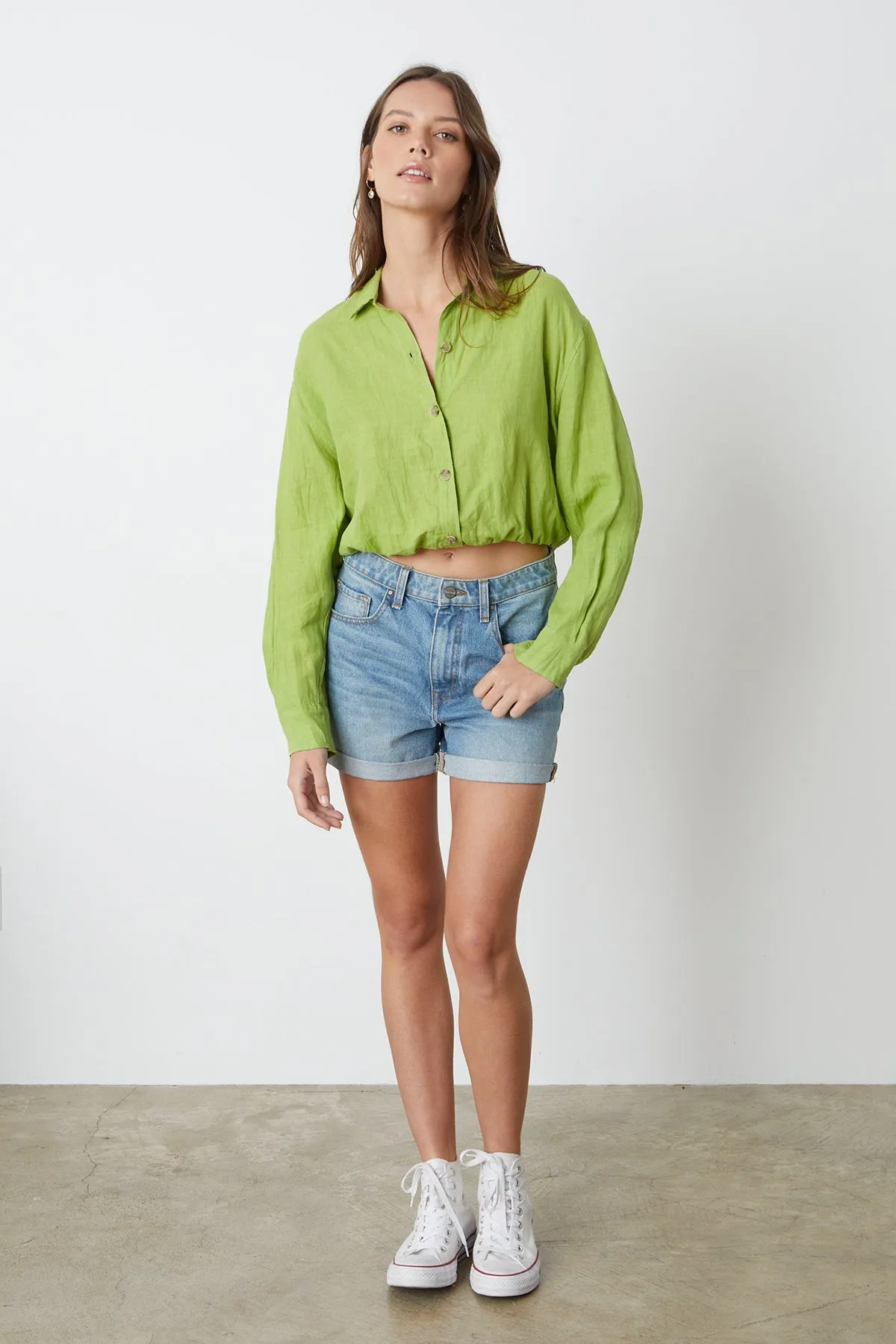 RAVEN LINEN CROPPED SHIRT