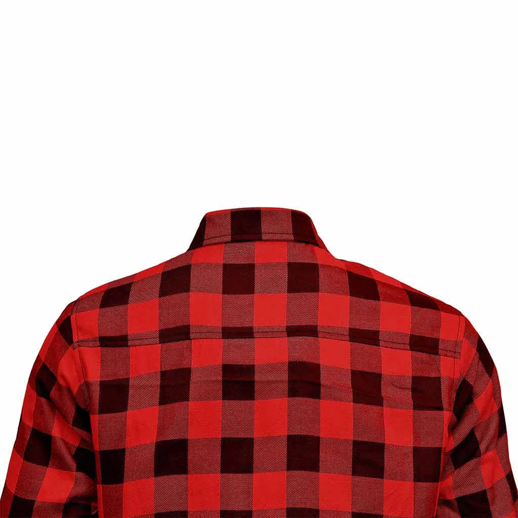 RIDERACT® Men's Motorcycle Riding Reinforced Flannel Shirt Road Series Red