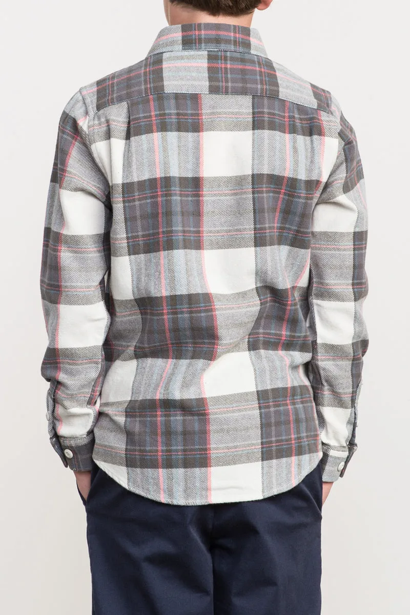 RVCA Ludlow Flannel Long Sleeve Boys Shirt - Silver Bleach