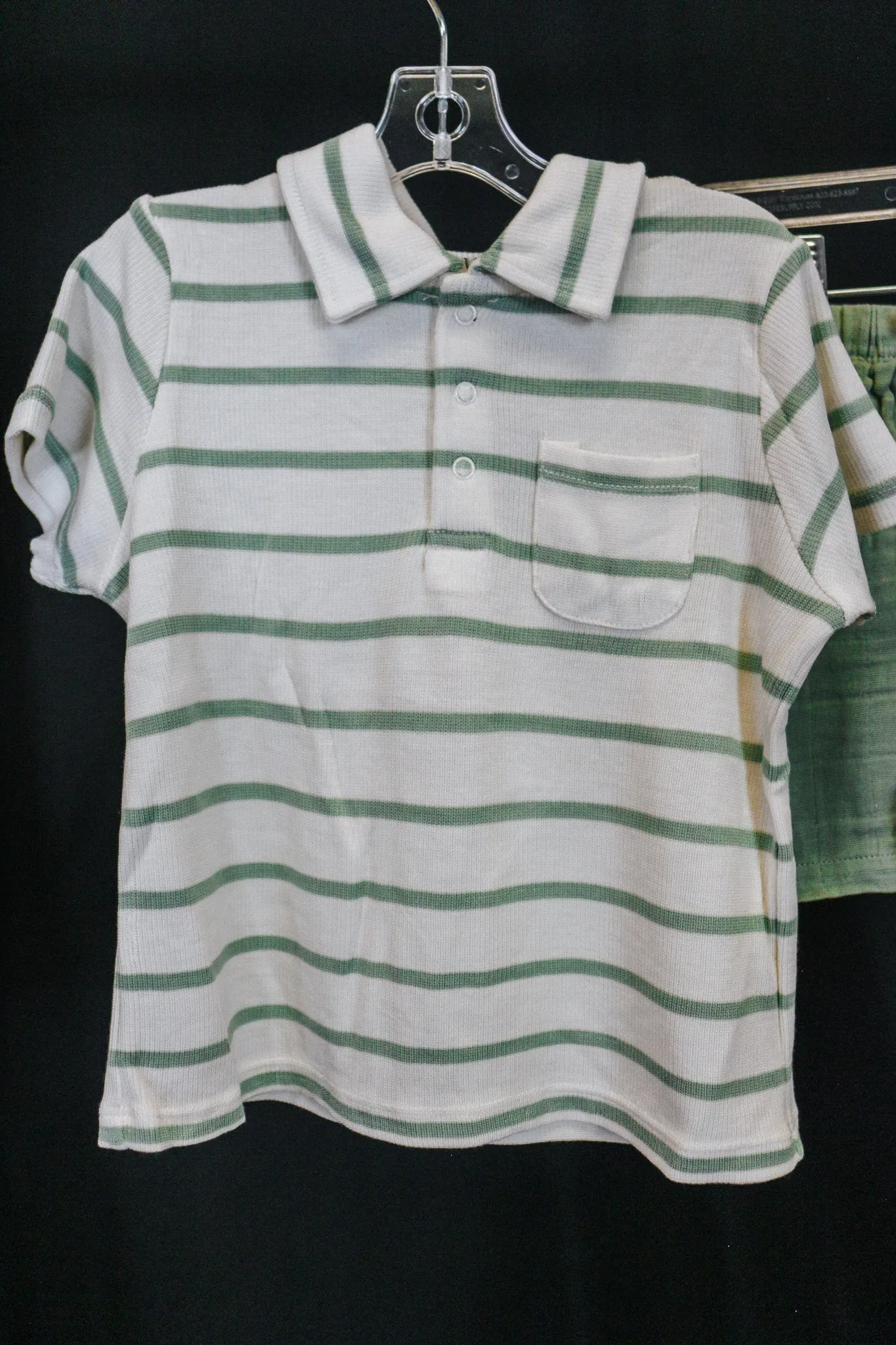 Sage Green Stripe Polo & Short Set