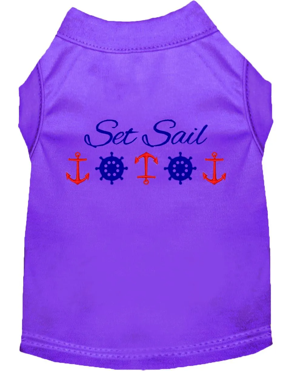 Set Sail Embroidered Dog Shirt Purple Xl (16)