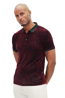 Sheer Elegance Polka Velvet Short Sleeve Polo