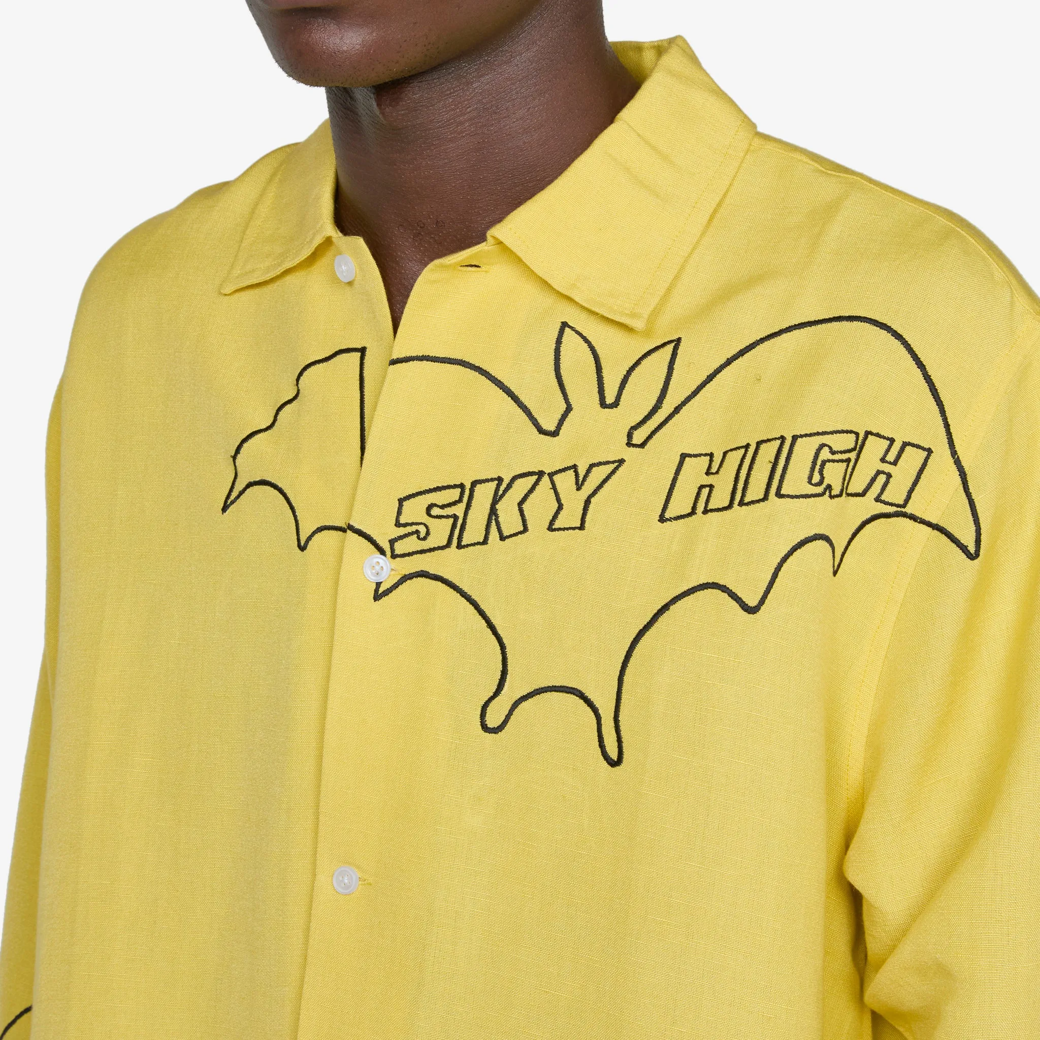 Sky High Bat Embroidered Shirt Yellow