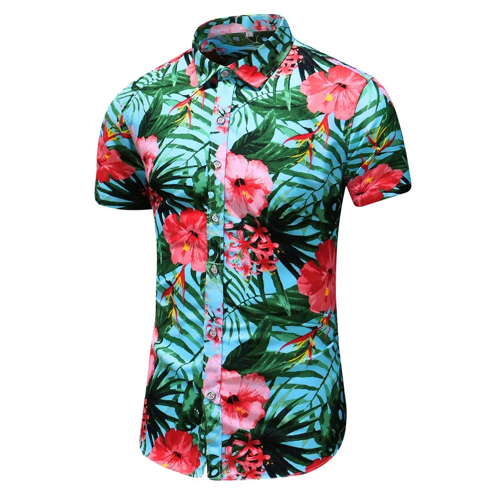 Slim Fit Floral Printed Shirt Red