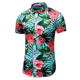 Slim Fit Floral Printed Shirt Red