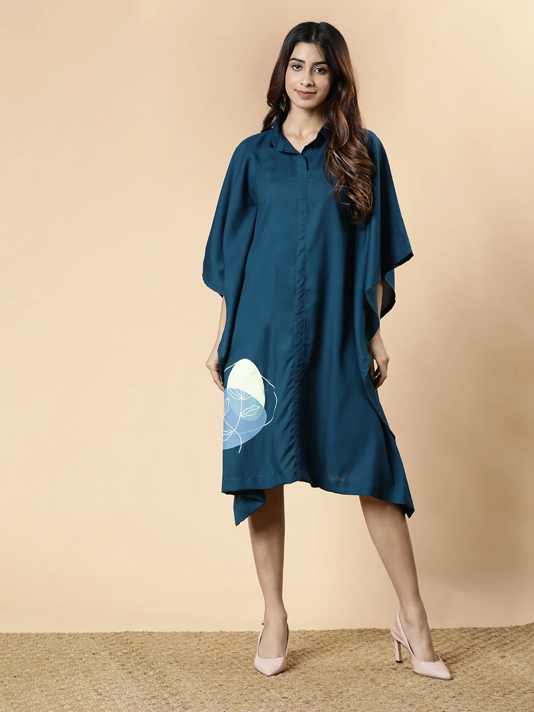 Teal Rayon Shirt-Kaftan - Vibe