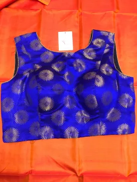 Ultramarine Blue Color Padded Designer Chanderi Blouse