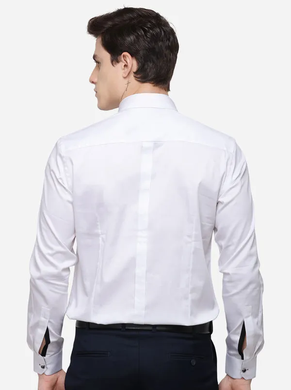 White Solid Slim Fit Party Wear Shirt | JB Studio