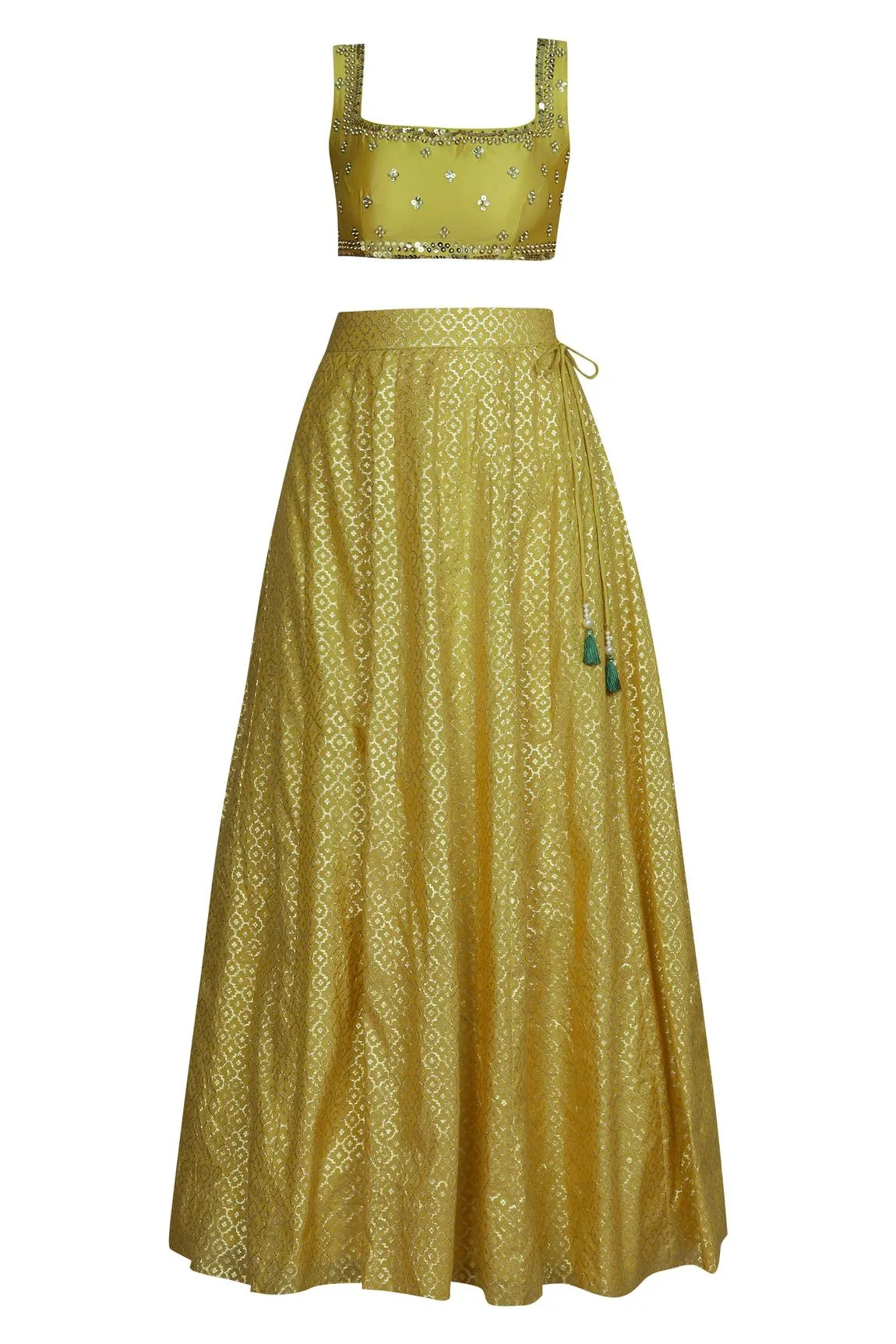 Yellow Blouse Chanderi Lehenga Set